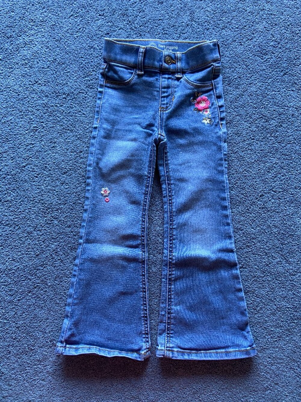 Wonder Nation Toddler Girl's Blue Flower Flair Jegging Pants Size XS 4-5